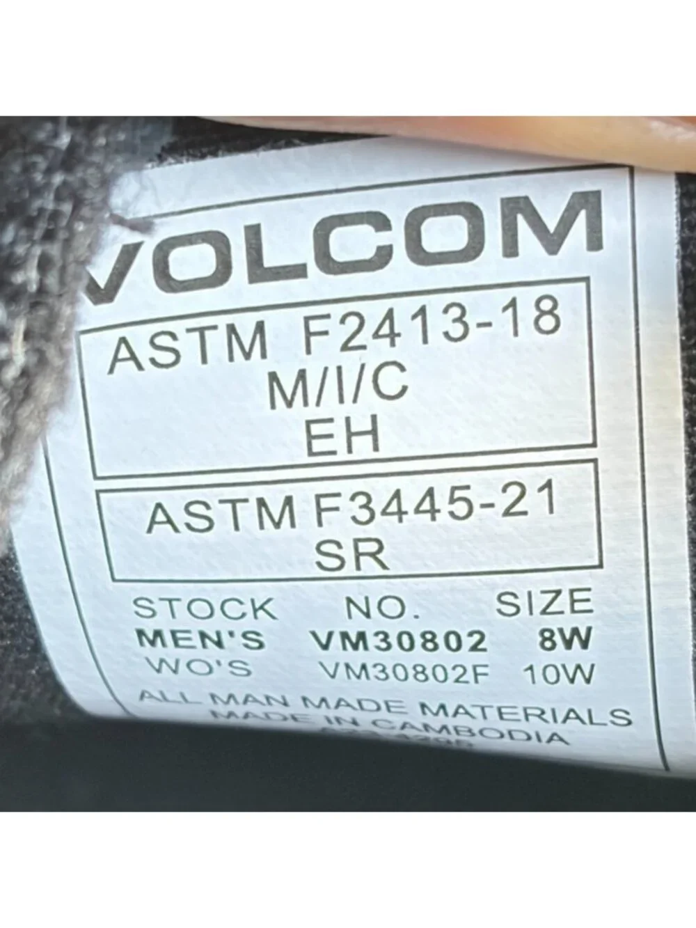 Volcom Chill Mens Size 8E Black Gray Composite Toe Safety Work Slip On Shoes
